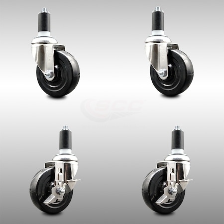 Service Caster 4 Inch 316SS Hard Rubber Swivel 1-3/8 Inch Expanding Stem Caster Brake SCC, 2PK SCC-SS316EX20S414-HRS-2-TLB-2-138